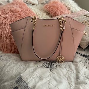 Pink Michael Kors large jet set tote